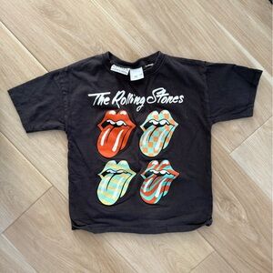 Zara Kids Black Graphic Rolling Stones Band Tee